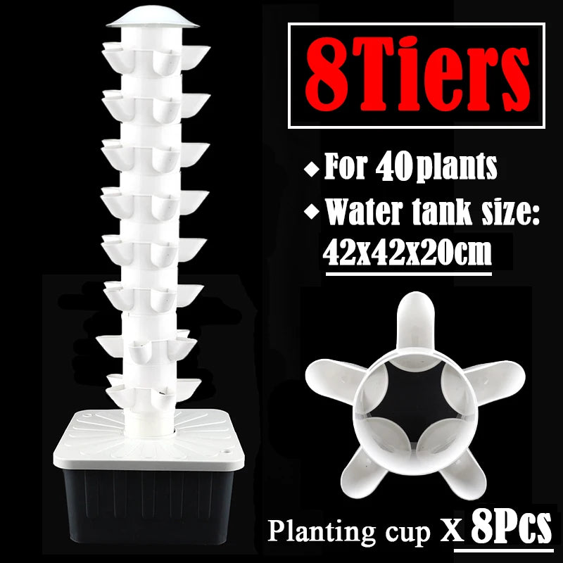 DIY Vertical Tower Planters with 5-Hole Detachable Colonization Cups – Indoor Soilless Hydroponic System for Vegetables