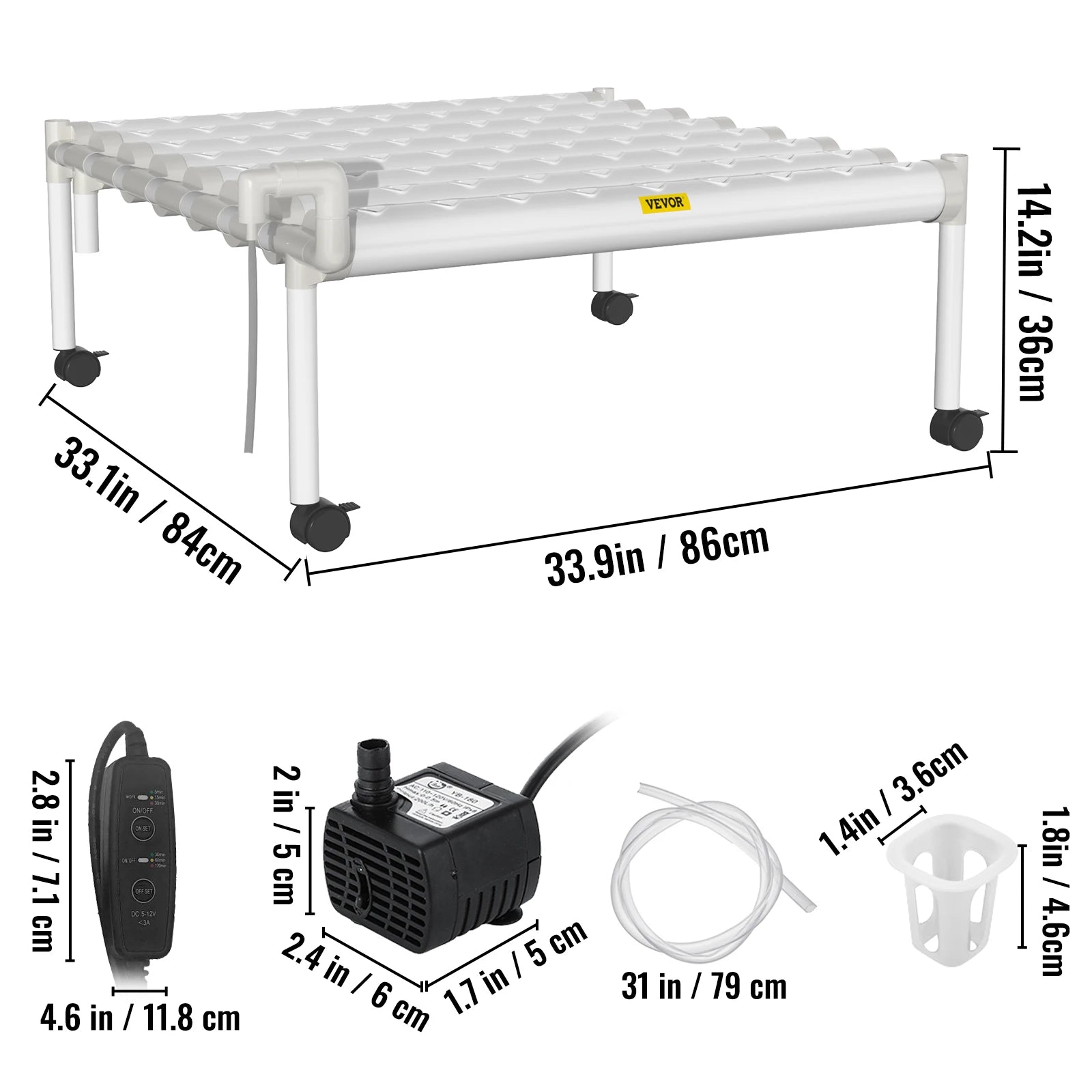 VEVOR Hydroponic Grow Kit Hydroponics System 36/54/72/90/108 Sites 1/2/3/4 Layers 4/6/8/10/12 Pipes Vegetables Lawn & Garden