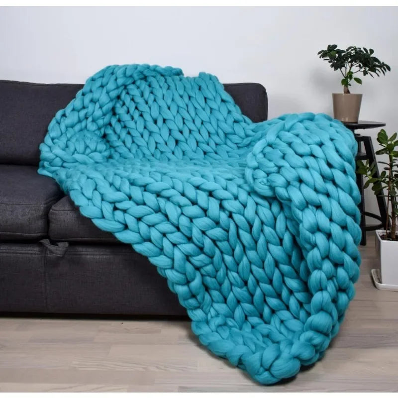 Luxury Heavyweight Knit Blanket - Hand-Woven Soft Chunky Knit Throw for Bedroom & Living Room, Nordic Style Cozy Blanket