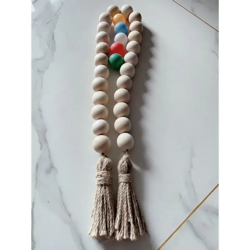 4cm Big Wood Bead Garland Tassel Room Wall Hanging Decor For Christmas Oversized Farmhouse Rustic Country Natural Bead