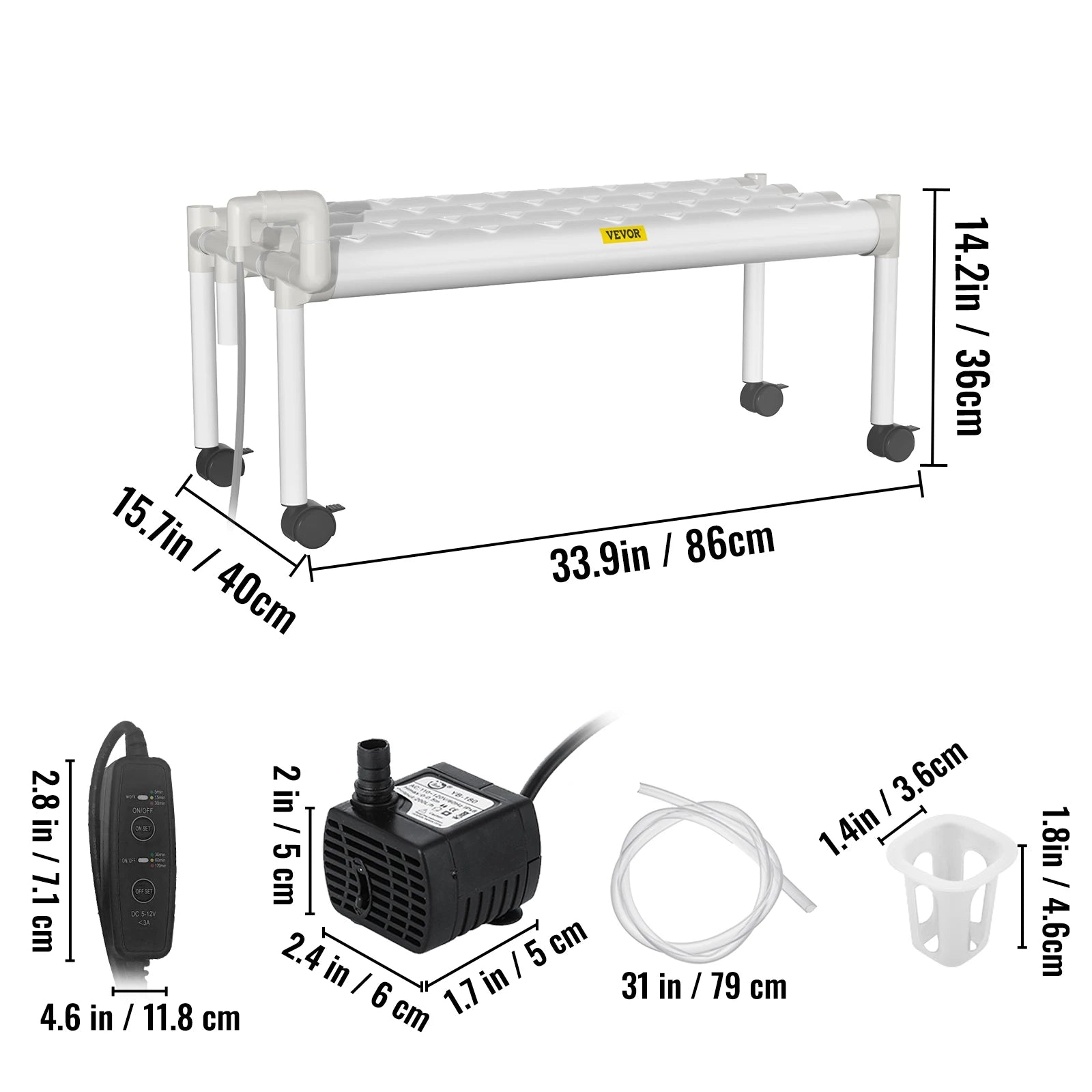 VEVOR Hydroponic Grow Kit Hydroponics System 36/54/72/90/108 Sites 1/2/3/4 Layers 4/6/8/10/12 Pipes Vegetables Lawn & Garden