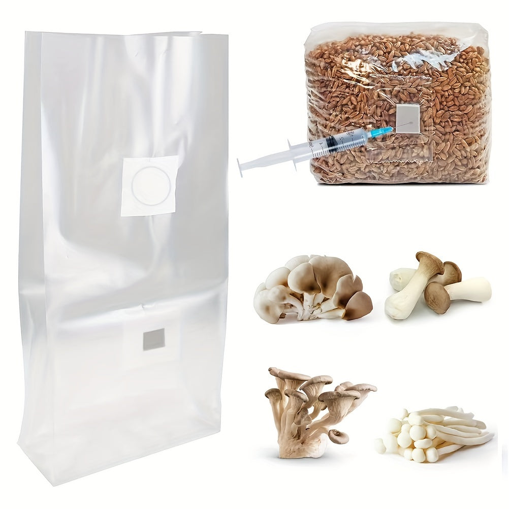 10pcs Mushroom Grow Bags with Self-Healing Injection Port - High-Quality Myco Bags for Easy Mushroom Cultivation