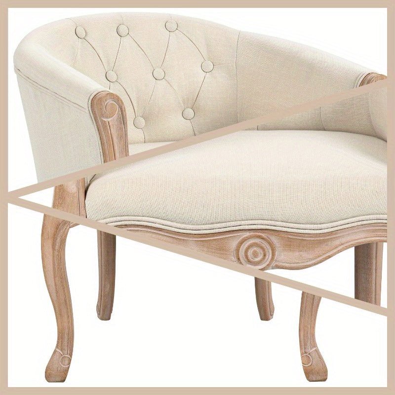 customized - Accent Chair for Living Room Bedroom, French Country Chair with Carved Legs, Stylish Comfy Living Room Chair, Vintage Tufted Upholstered Chair for Home Office, Beige - Boho Eco Boutique™ - customized - Boho Eco Boutique™ - Beige - 