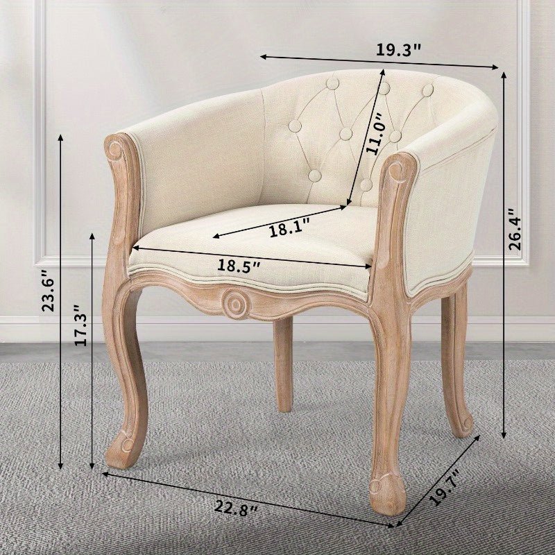 customized - Accent Chair for Living Room Bedroom, French Country Chair with Carved Legs, Stylish Comfy Living Room Chair, Vintage Tufted Upholstered Chair for Home Office, Beige - Boho Eco Boutique™ - customized - Boho Eco Boutique™ - Beige - 