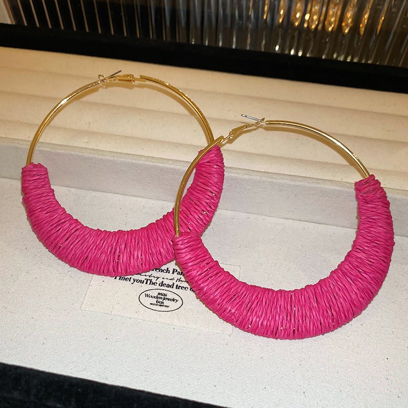  - Alloy Grass Vine Hoop Earrings - Boho Chic, Lightweight & Stylish Jewelry - Boho Eco Boutique™ - Boho Eco Boutique™ - 100500199061369 - Hot Pink - One Size - 