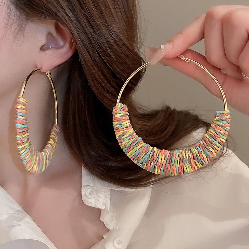  - Alloy Grass Vine Hoop Earrings - Boho Chic, Lightweight & Stylish Jewelry - Boho Eco Boutique™ - Boho Eco Boutique™ - 100500199061369 - Hot Pink - One Size - 