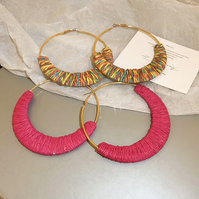  - Alloy Grass Vine Hoop Earrings - Boho Chic, Lightweight & Stylish Jewelry - Boho Eco Boutique™ - Boho Eco Boutique™ - 100500199061369 - Hot Pink - One Size - 