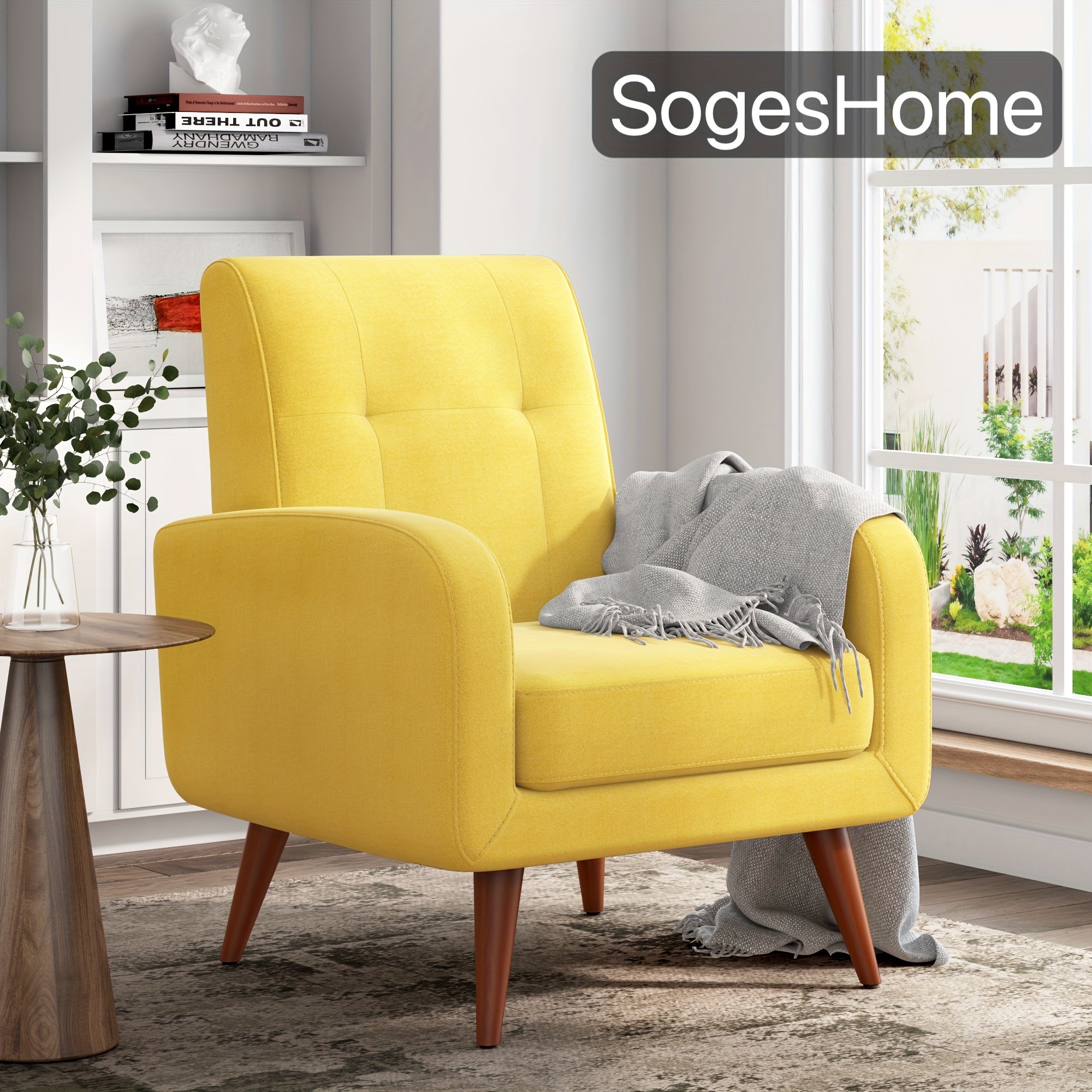 Contemporary Accent Chair, Plush Upholstered Living Room Chair, Single Sofa With Wooden Legs And Lounge Seating, Ideal Armchair For Bedroom, Reading Nook, Or Office