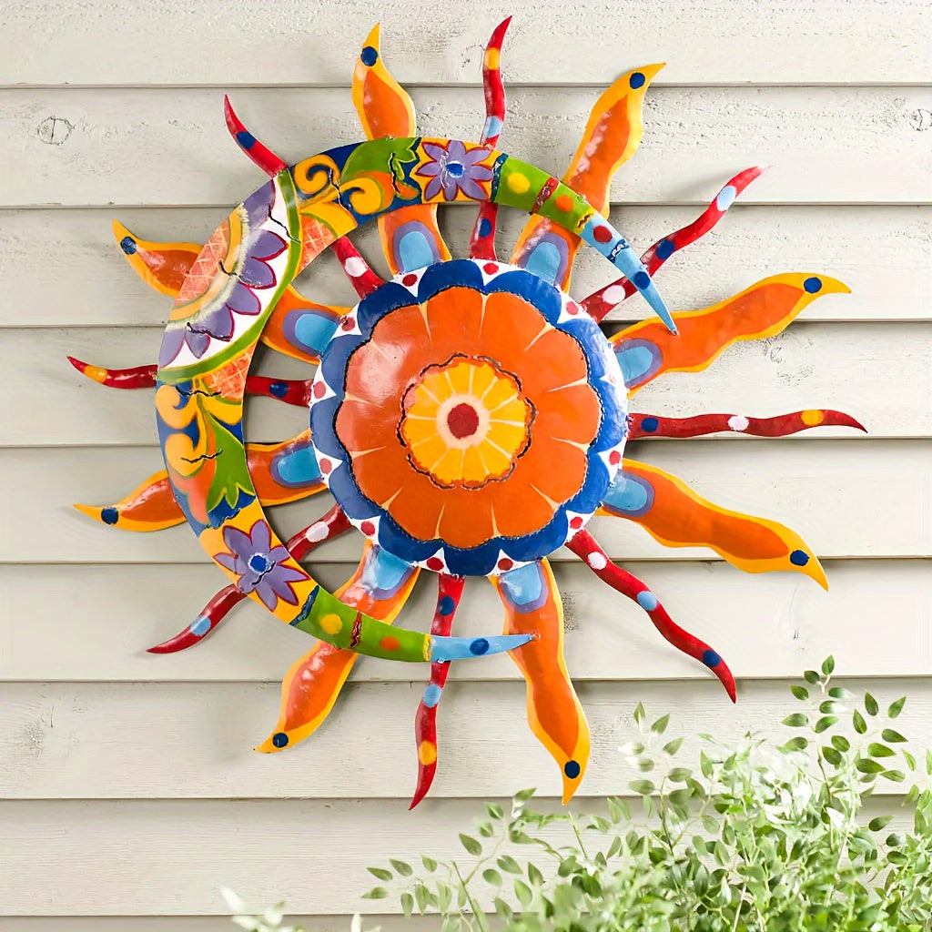 Sun and Moon Metal Wall Art - Stylish Indoor/Outdoor Decor for Living Room