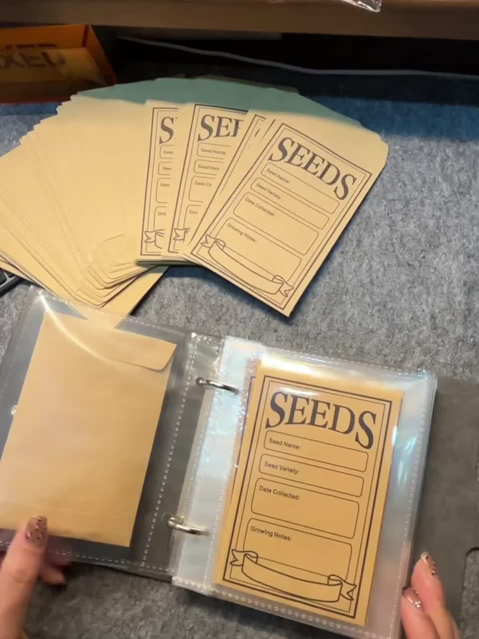 1 Set Garden Seeds Storage Organizer – Seed Organizer Binder with 50 Self-Sealing Seed Envelopes | Seed Packet Organizer for Seed Saving and Gardening