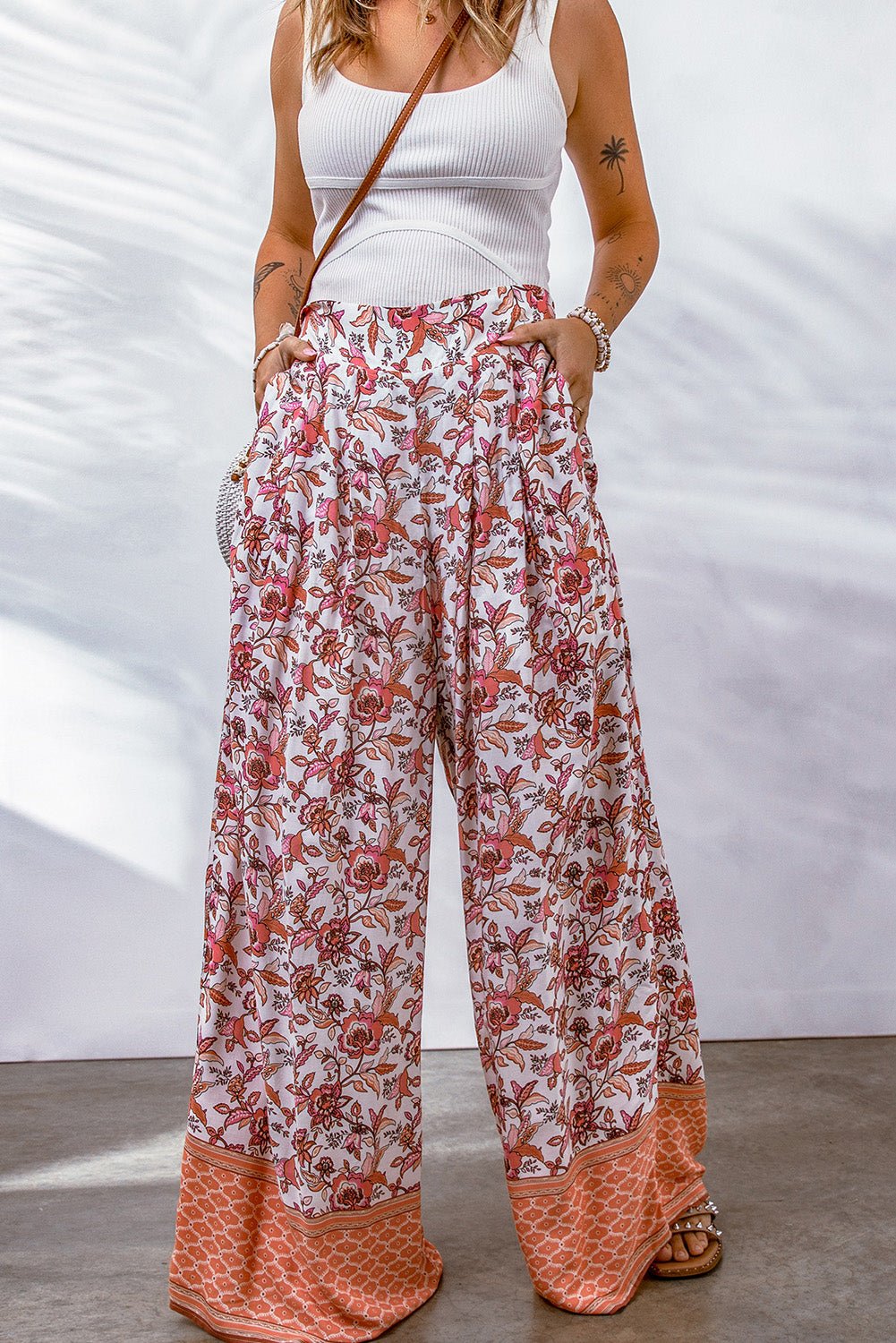  - Bohemian Pleated Culottes - Boho Eco Boutique™ - Boho Eco Boutique™ - 100100235975348 - Floral - S - 