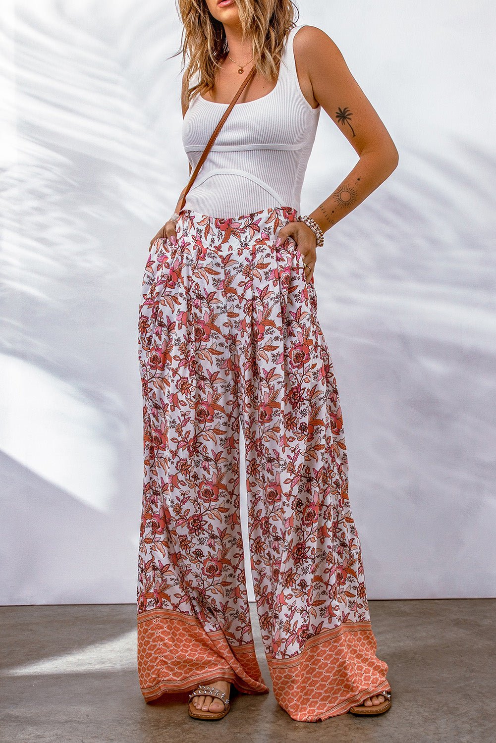  - Bohemian Pleated Culottes - Boho Eco Boutique™ - Boho Eco Boutique™ - 100100235975348 - Floral - S - 