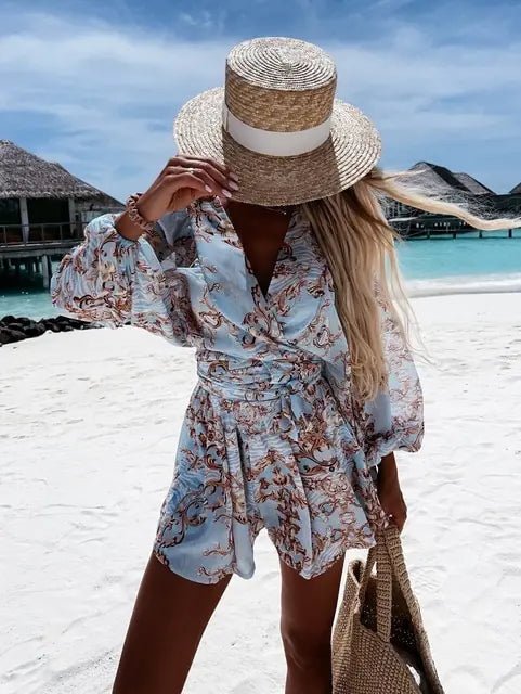  - Boho Beach Jumpsuit: Summer Elegance - Boho Eco Boutique™ - Boho Eco Boutique™ - Blue - Large - 