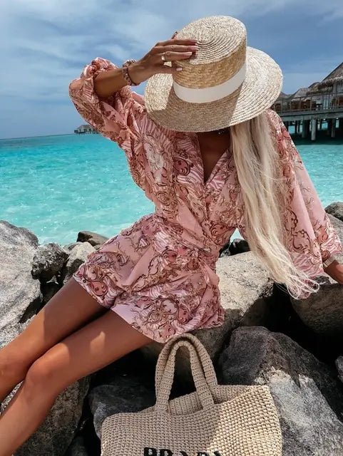  - Boho Beach Jumpsuit: Summer Elegance - Boho Eco Boutique™ - Boho Eco Boutique™ - Pink - Medium - 