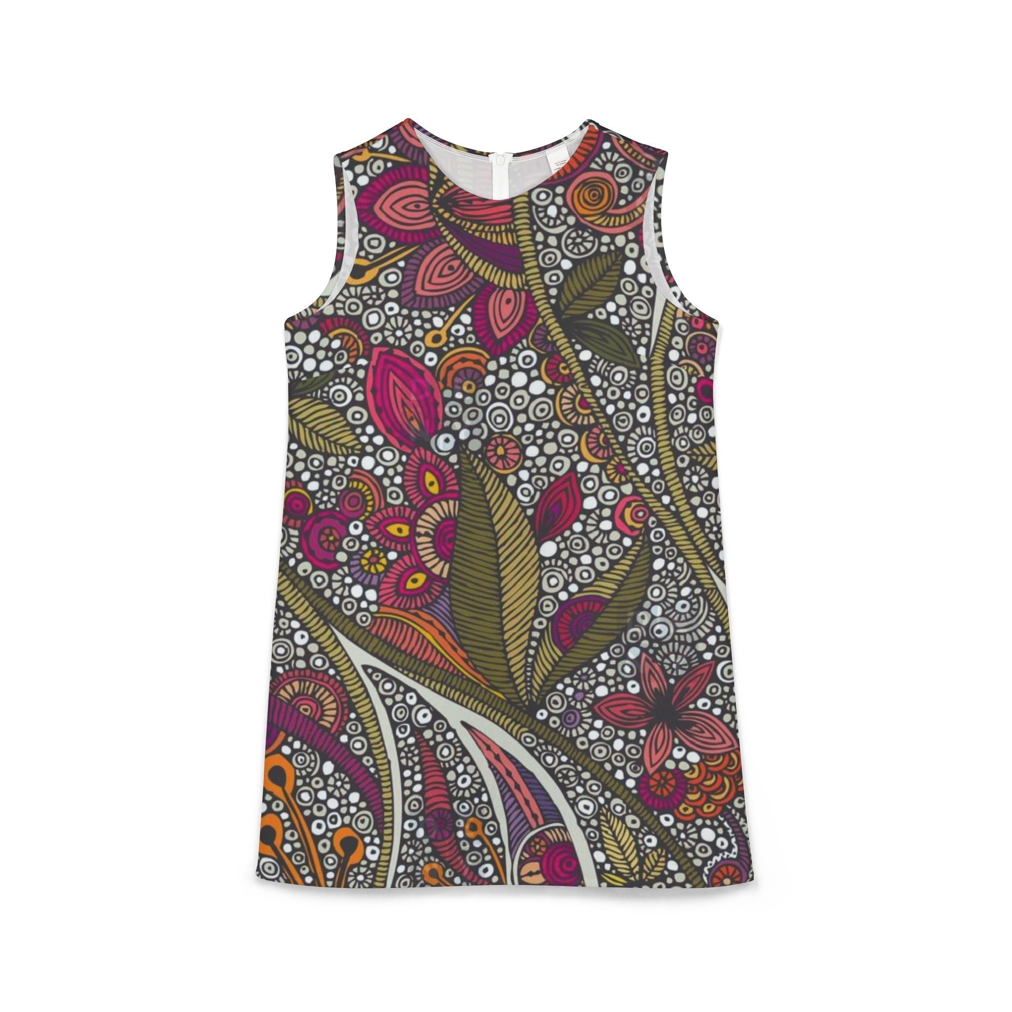 All Over Prints - Boho Eco Boutique A - line Artistic Floral Geo Sleeveless Dress - Boho Eco Boutique™ - All Over Prints - Boho Eco Boutique™ - XXS - 