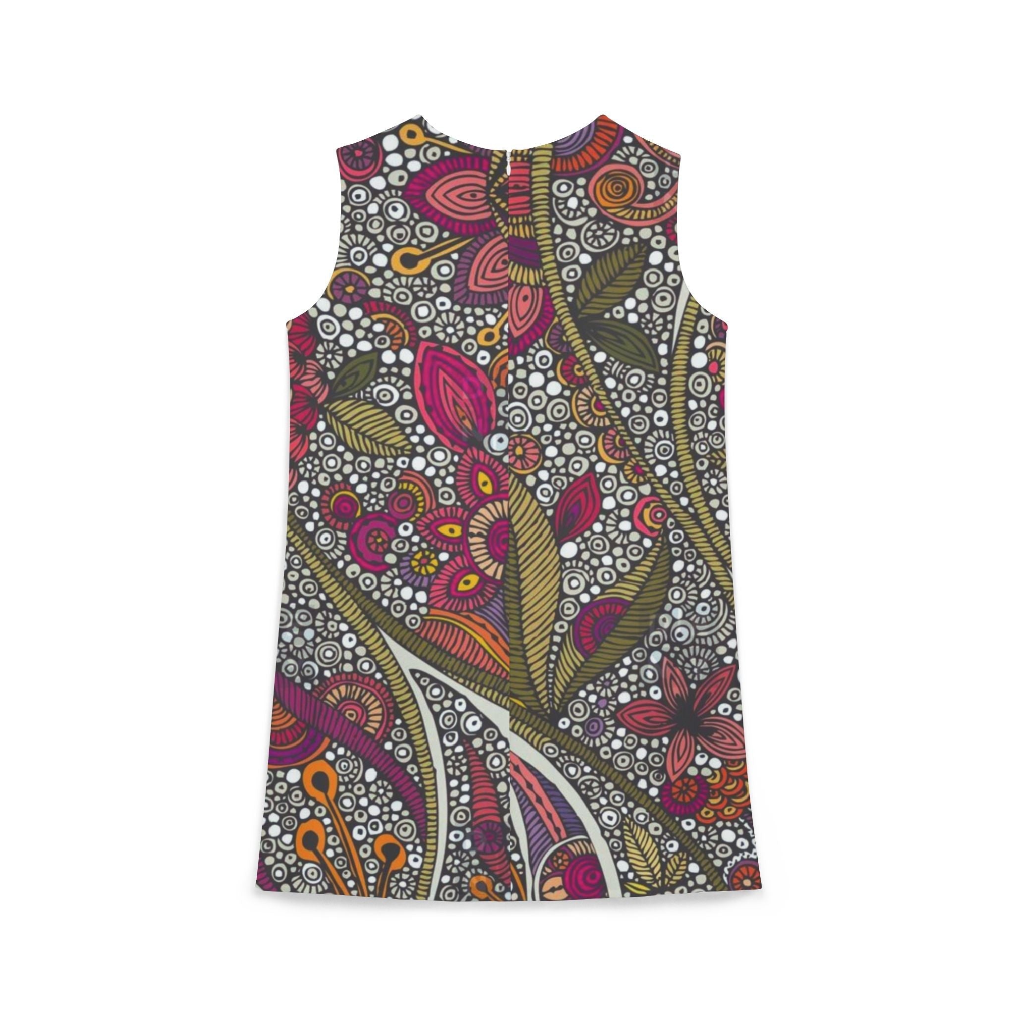 All Over Prints - Boho Eco Boutique A - line Artistic Floral Geo Sleeveless Dress - Boho Eco Boutique™ - All Over Prints - Boho Eco Boutique™ - XXS - 