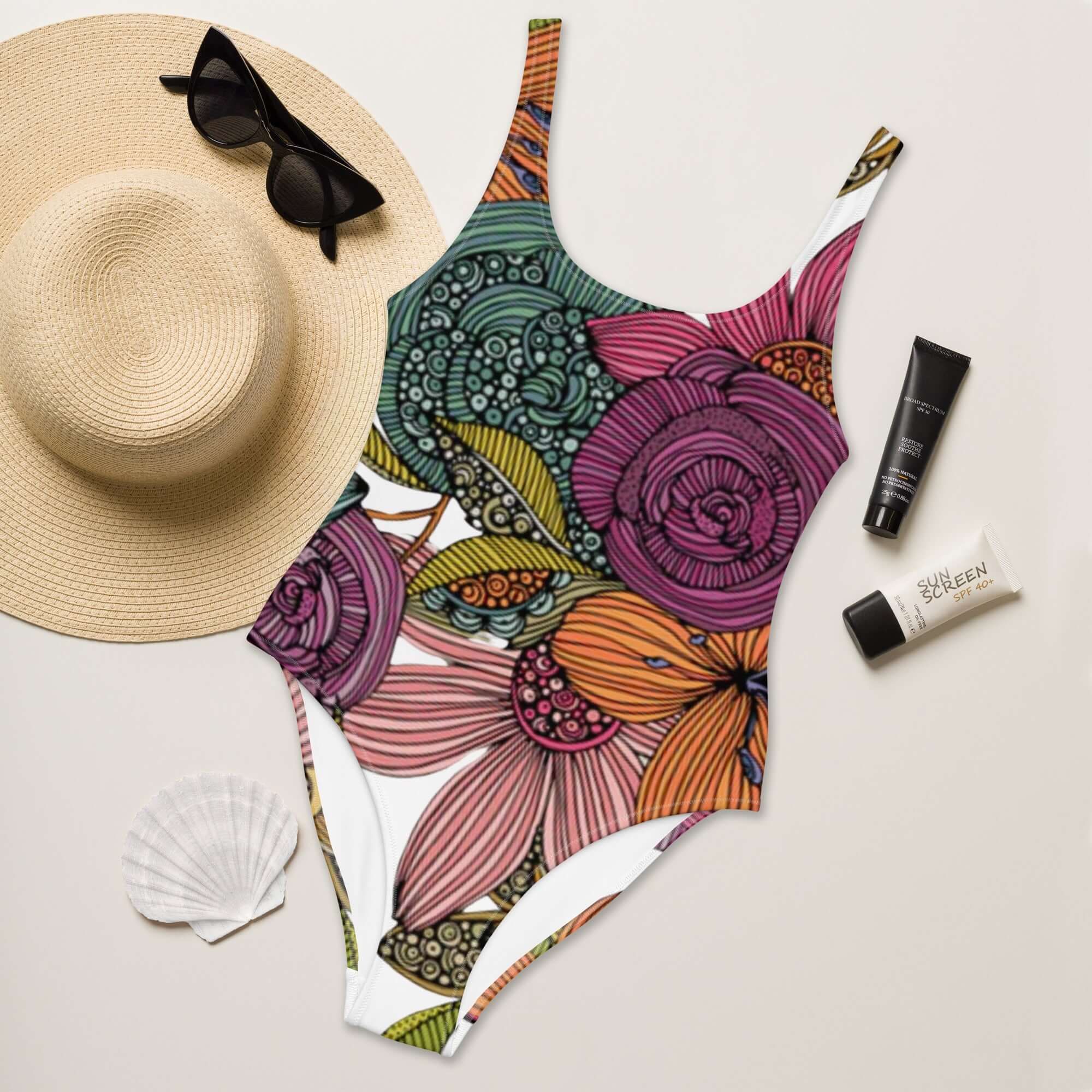  - Boho Eco Boutique™ Floral Eco - Friendly One - Piece Flattering Swimsuit - Boho Eco Boutique™ - Boho Eco Boutique™ - XS - 