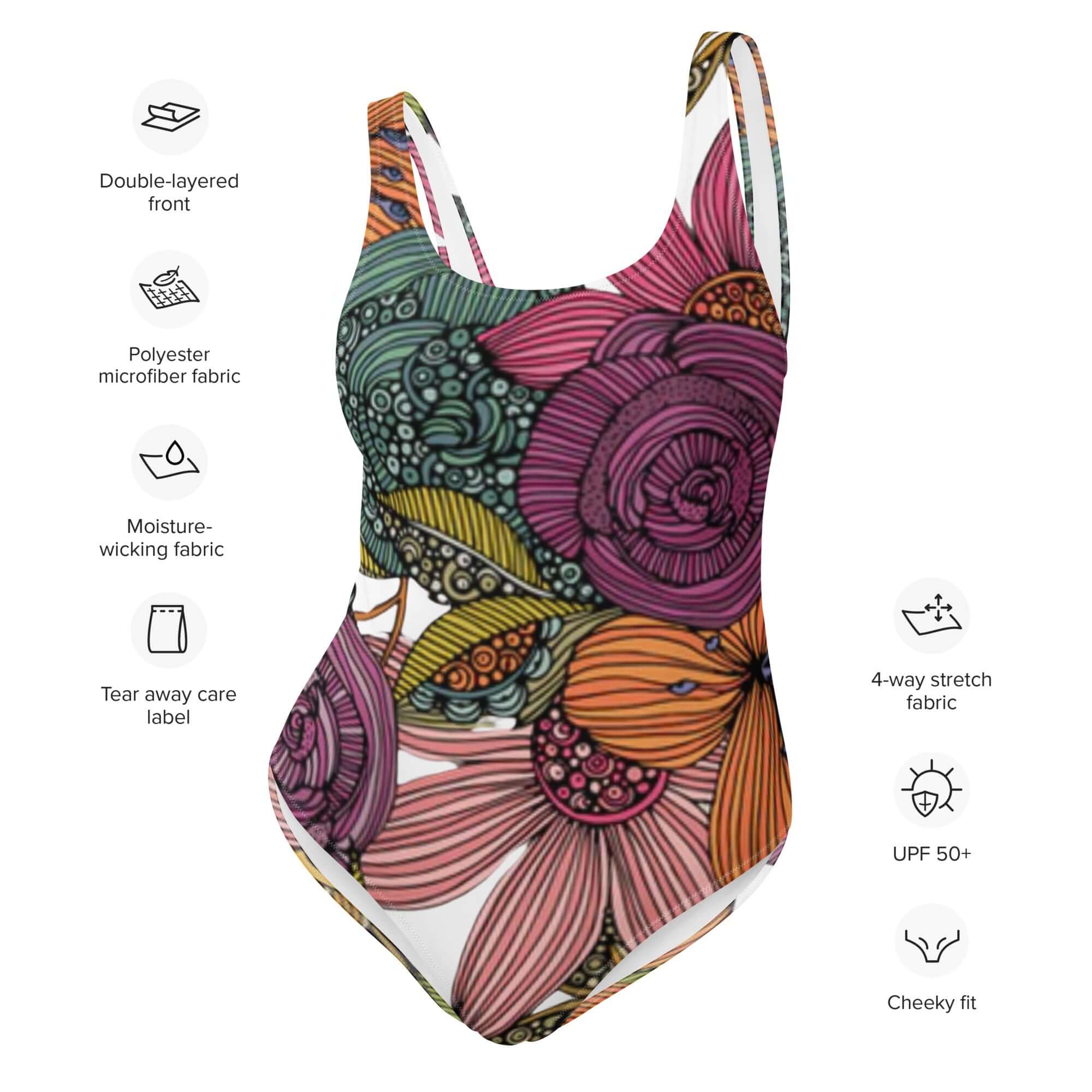  - Boho Eco Boutique™ Floral Eco - Friendly One - Piece Flattering Swimsuit - Boho Eco Boutique™ - Boho Eco Boutique™ - XS - 