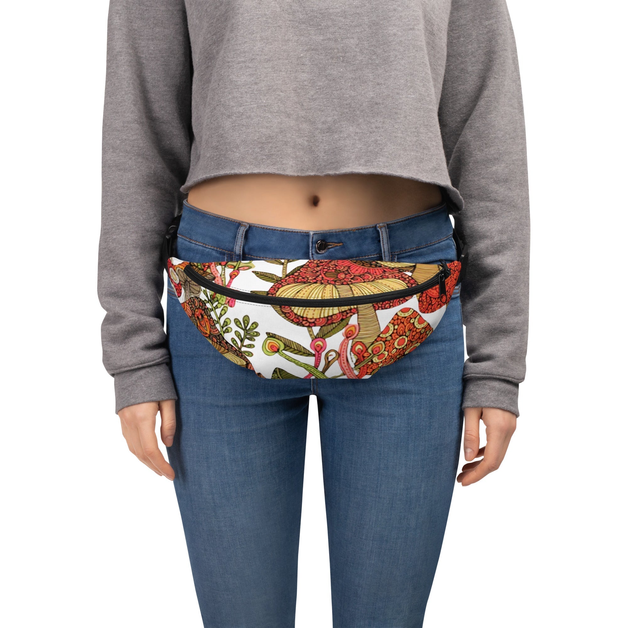 fanny pack - Boho Eco Boutique™ Mushroom Print Fanny Pack - Eco - Friendly, Adjustable, and Perfect for Festivals & Travel - Boho Eco Boutique™ - Boho Eco Boutique™ - S/M - 