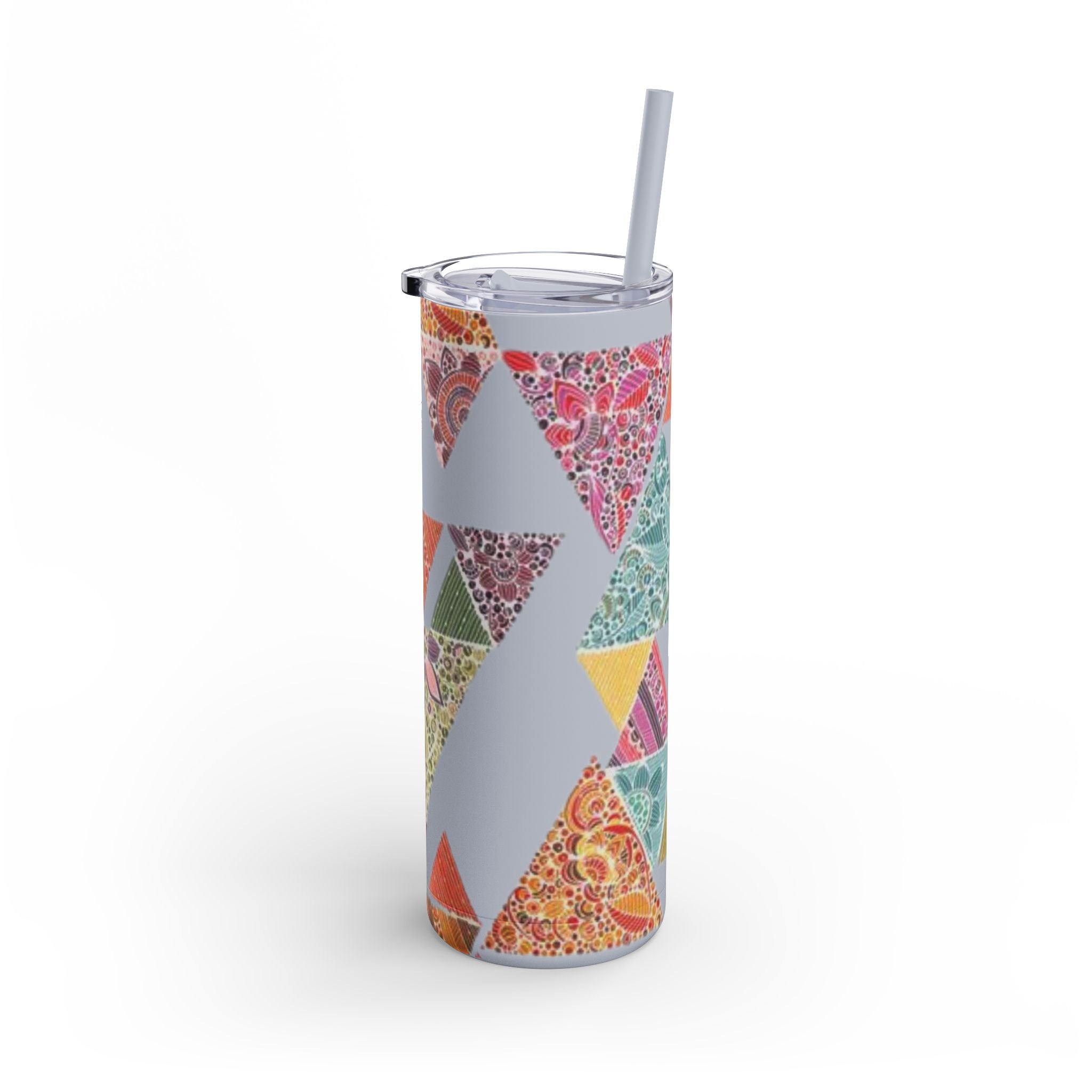 Mug - Boho Eco Skinny Matte Tumbler 20oz | Bohemian Triangles Design | Insulated Stainless Steel Travel Mug | Reusable Eco - Friendly Drinkware - Boho Eco Boutique™ - Boho Eco Skinny Matte Tumbler 20oz | Bohemian Triangles Design | Insulated Stainless Steel Travel Mug | Reusable Eco - Friendly Drinkware - Dusty Rose - 20oz - Matte