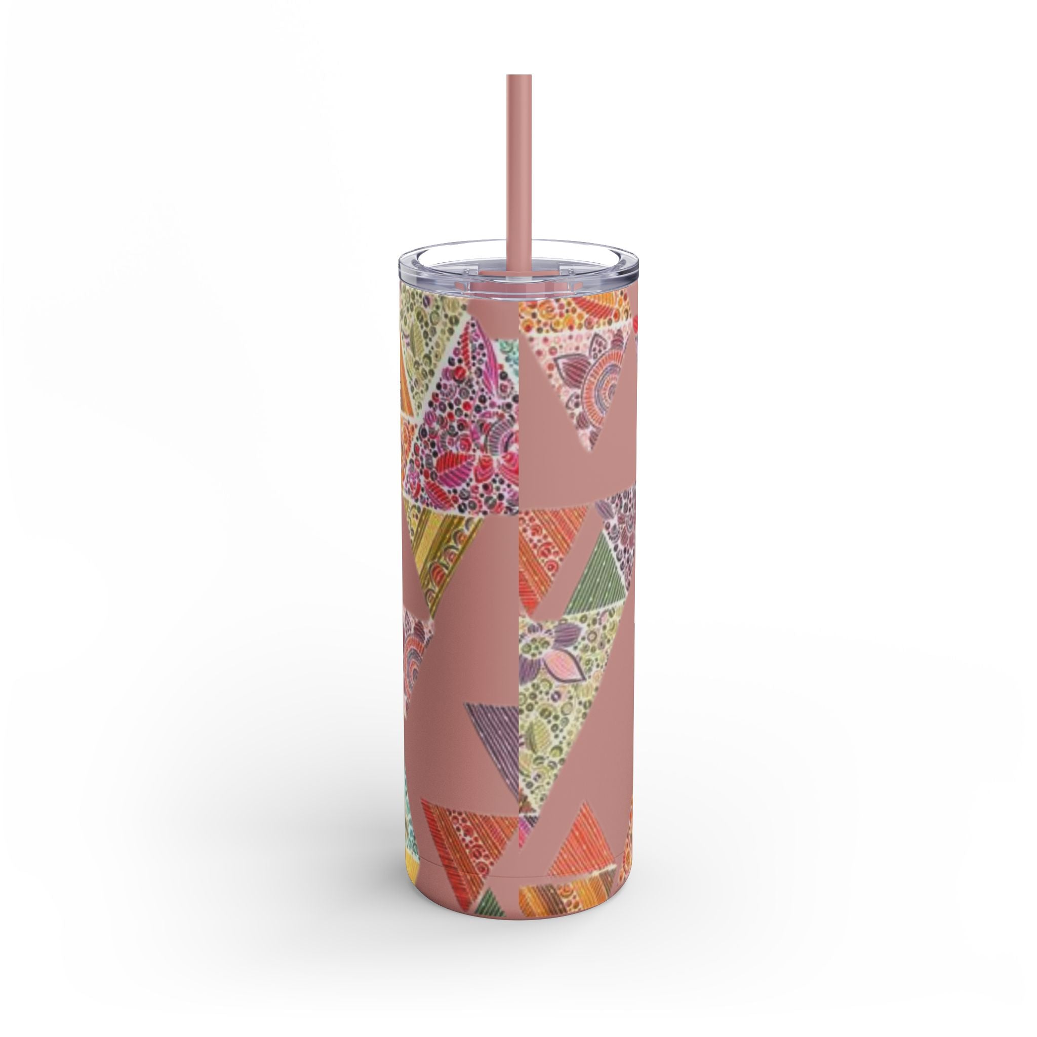 Mug - Boho Eco Skinny Matte Tumbler 20oz | Bohemian Triangles Design | Insulated Stainless Steel Travel Mug | Reusable Eco - Friendly Drinkware - Boho Eco Boutique™ - Boho Eco Skinny Matte Tumbler 20oz | Bohemian Triangles Design | Insulated Stainless Steel Travel Mug | Reusable Eco - Friendly Drinkware - Dusty Rose - 20oz - Matte