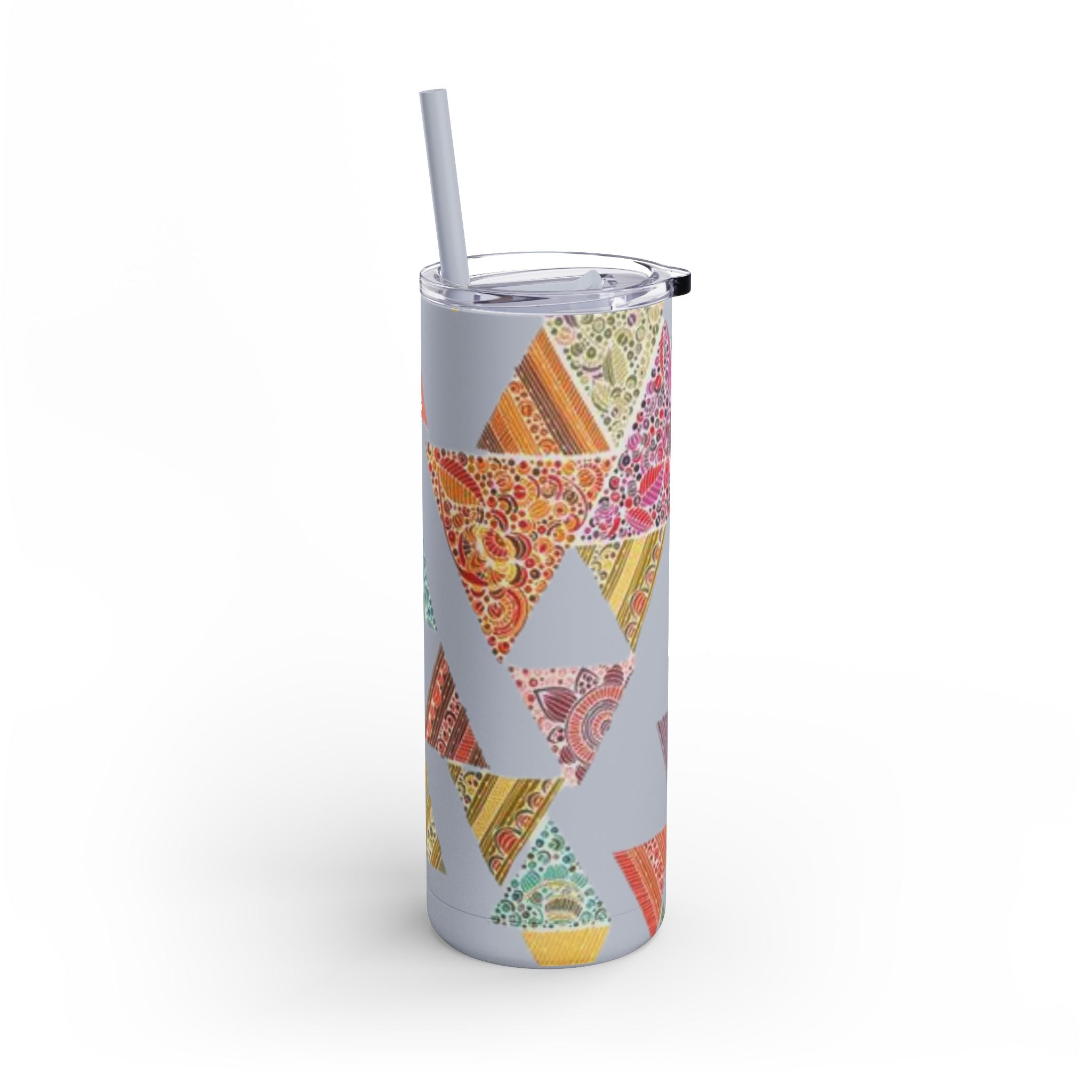 Mug - Boho Eco Skinny Matte Tumbler 20oz | Bohemian Triangles Design | Insulated Stainless Steel Travel Mug | Reusable Eco - Friendly Drinkware - Boho Eco Boutique™ - Boho Eco Skinny Matte Tumbler 20oz | Bohemian Triangles Design | Insulated Stainless Steel Travel Mug | Reusable Eco - Friendly Drinkware - Dusty Rose - 20oz - Matte