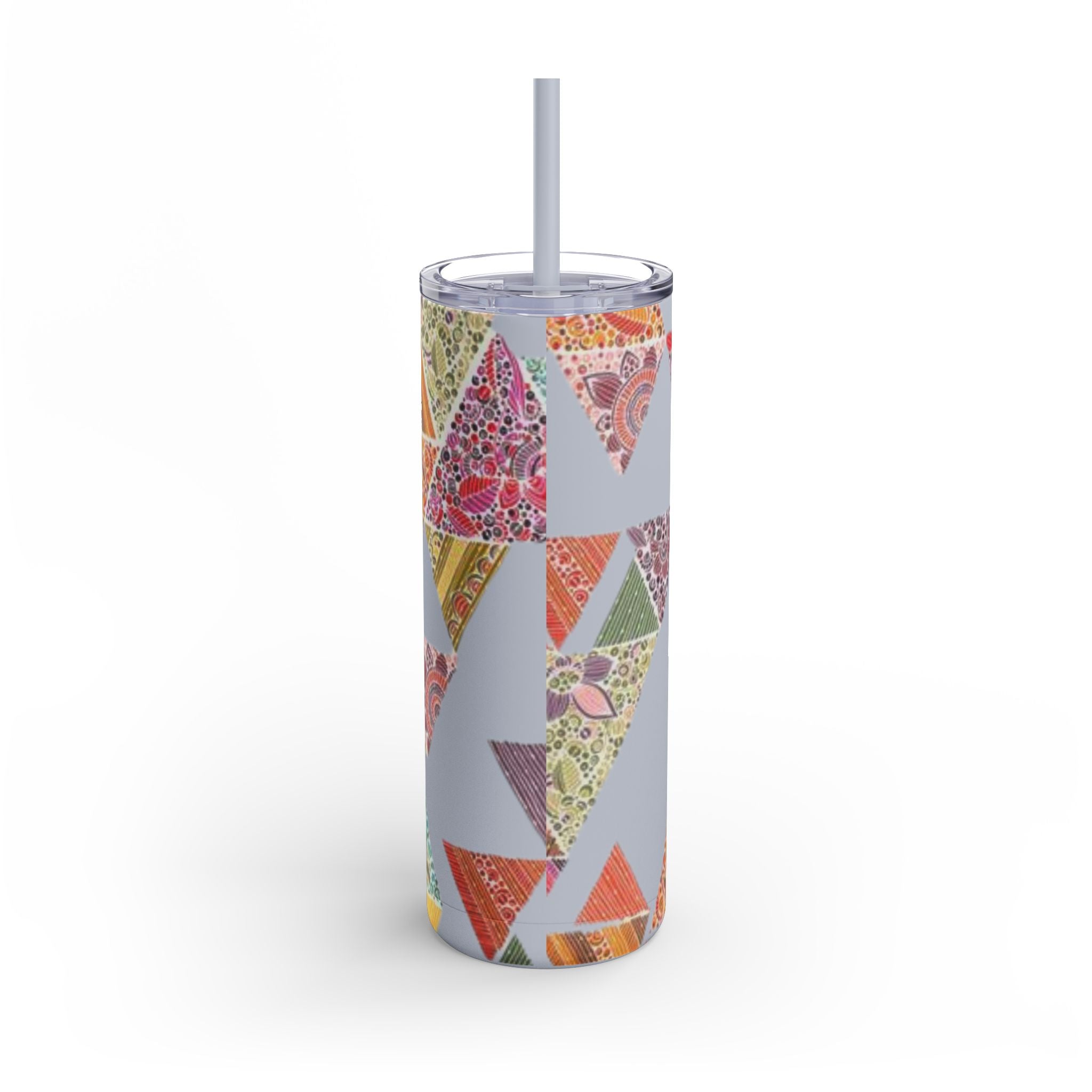 Mug - Boho Eco Skinny Matte Tumbler 20oz | Bohemian Triangles Design | Insulated Stainless Steel Travel Mug | Reusable Eco - Friendly Drinkware - Boho Eco Boutique™ - Boho Eco Skinny Matte Tumbler 20oz | Bohemian Triangles Design | Insulated Stainless Steel Travel Mug | Reusable Eco - Friendly Drinkware - Dusty Rose - 20oz - Matte