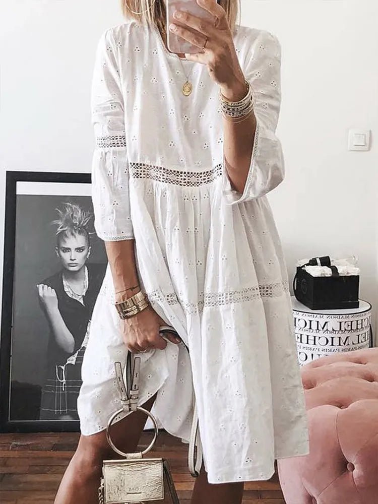 dress - Boho Midi Dress Women Sexy Backless Dress - Boho Eco Boutique™ - dress - Boho Eco Boutique™ - White mhh52 - S - 