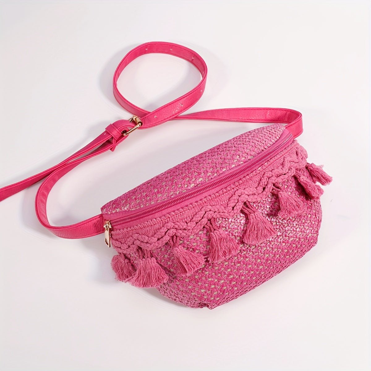 customized - Boho Tassel Woven Waist Bag Fanny Pack for Women - Trendy & Stylish, Perfect for Convenience with a Bohemian Flair - Boho Eco Boutique™ - customized - Boho Eco Boutique™ - Pink - 9.06*3.15*5.91inch - 