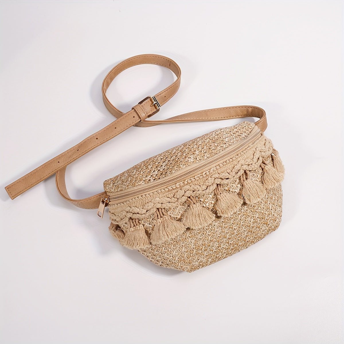 customized - Boho Tassel Woven Waist Bag Fanny Pack for Women - Trendy & Stylish, Perfect for Convenience with a Bohemian Flair - Boho Eco Boutique™ - customized - Boho Eco Boutique™ - Khaki Tassels - 9.06*3.15*5.91inch - 