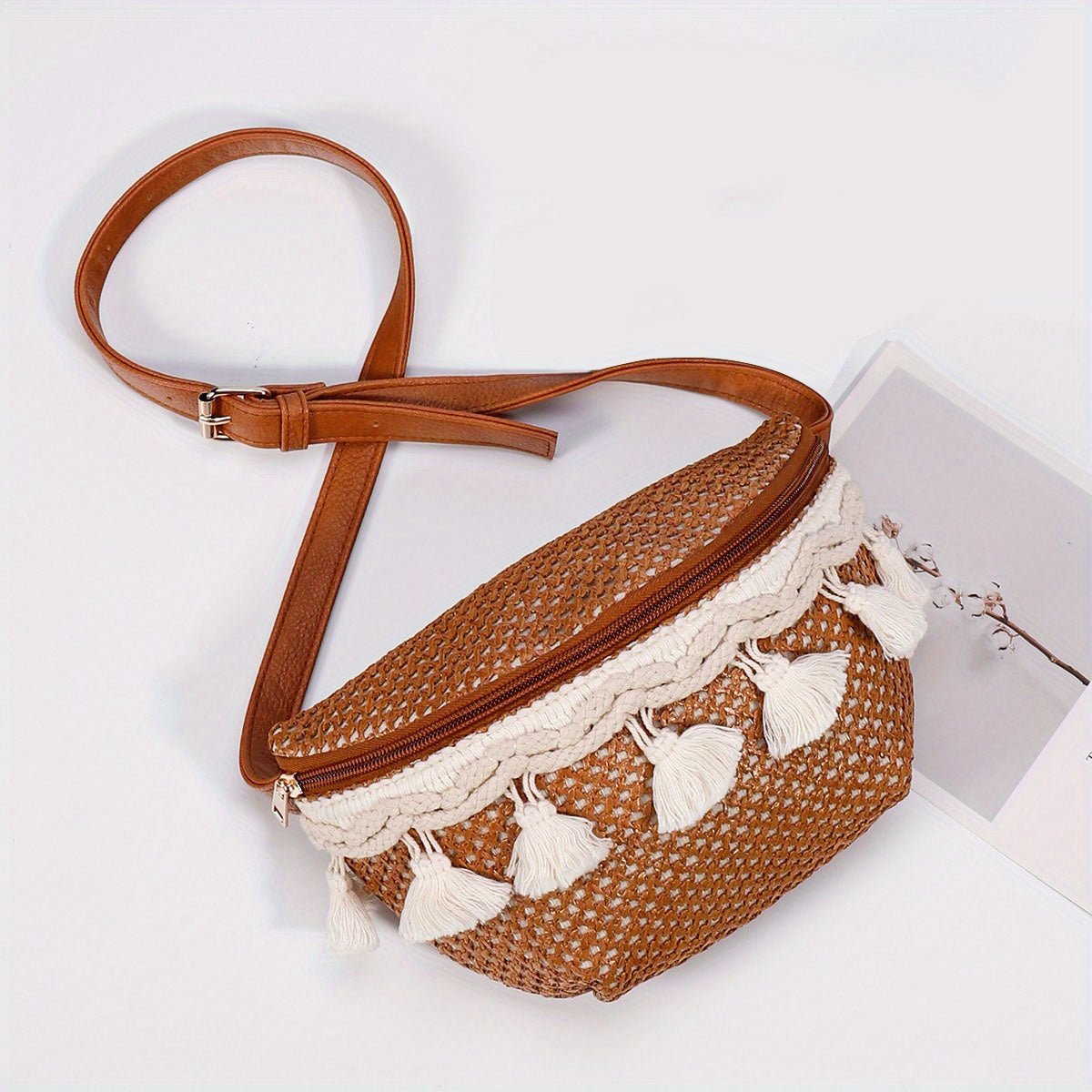 customized - Boho Tassel Woven Waist Bag Fanny Pack for Women - Trendy & Stylish, Perfect for Convenience with a Bohemian Flair - Boho Eco Boutique™ - customized - Boho Eco Boutique™ - Brown 1 - 9.06*3.15*5.91inch - 