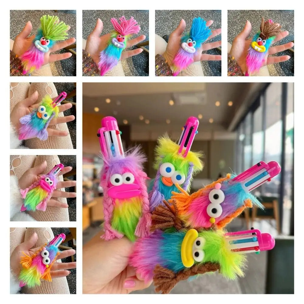 Bucktooth Rabbit Plush Pen Sausage Mouth Iridescence Multi-color Ballpoint Pen Handwriting Neutral Gel Pen