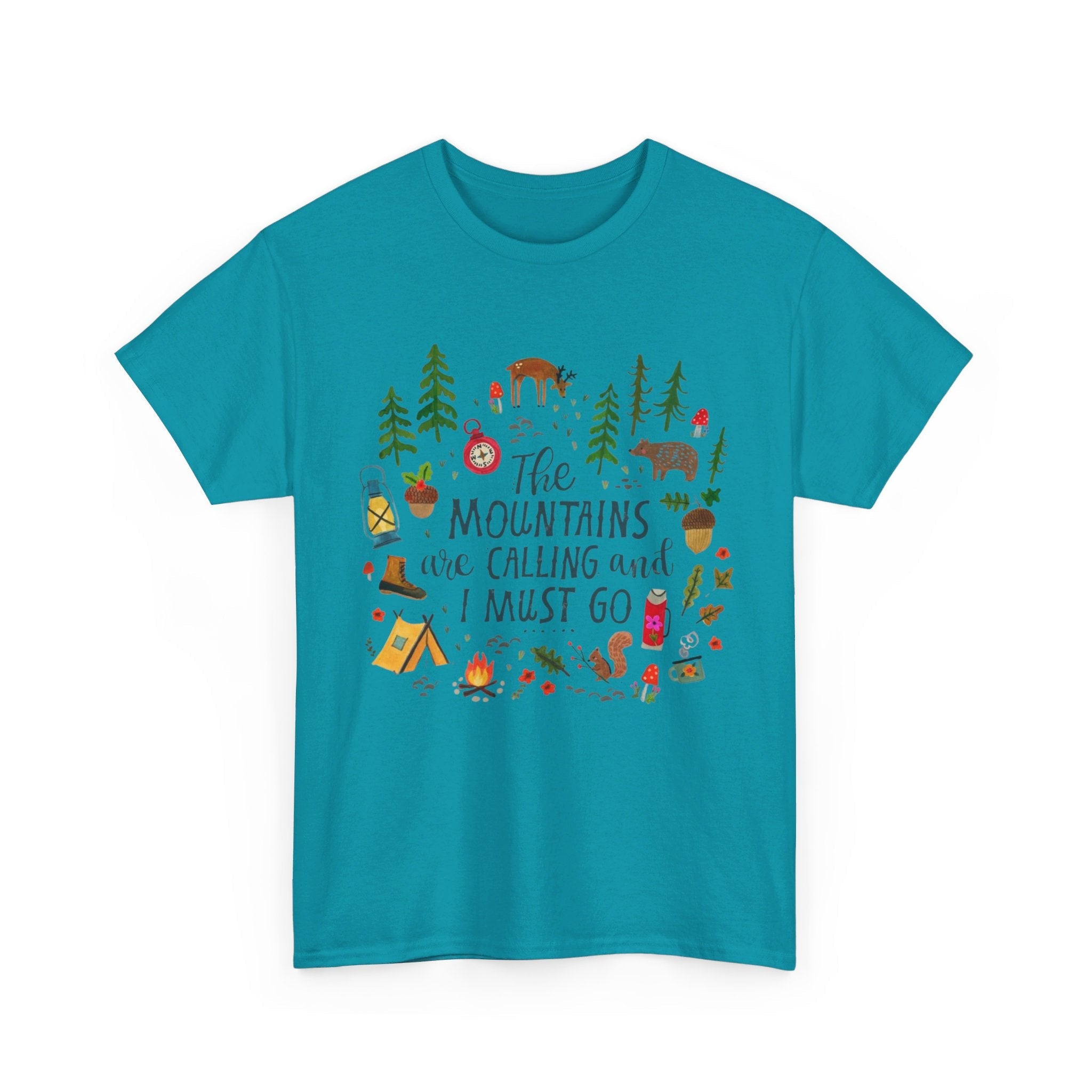 Camping T-Shirt - Outdoor Adventure Unisex Tee The Mountains are Calling and I must Go - T-Shirt