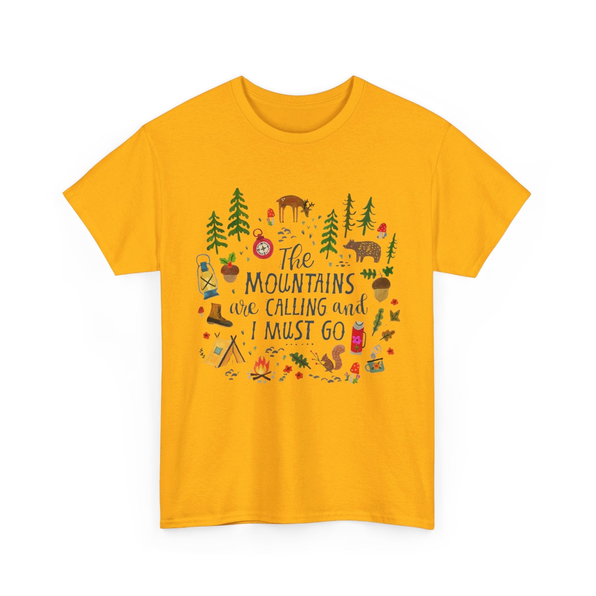 Camping T-Shirt - Outdoor Adventure Unisex Tee The Mountains are Calling and I must Go - T-Shirt