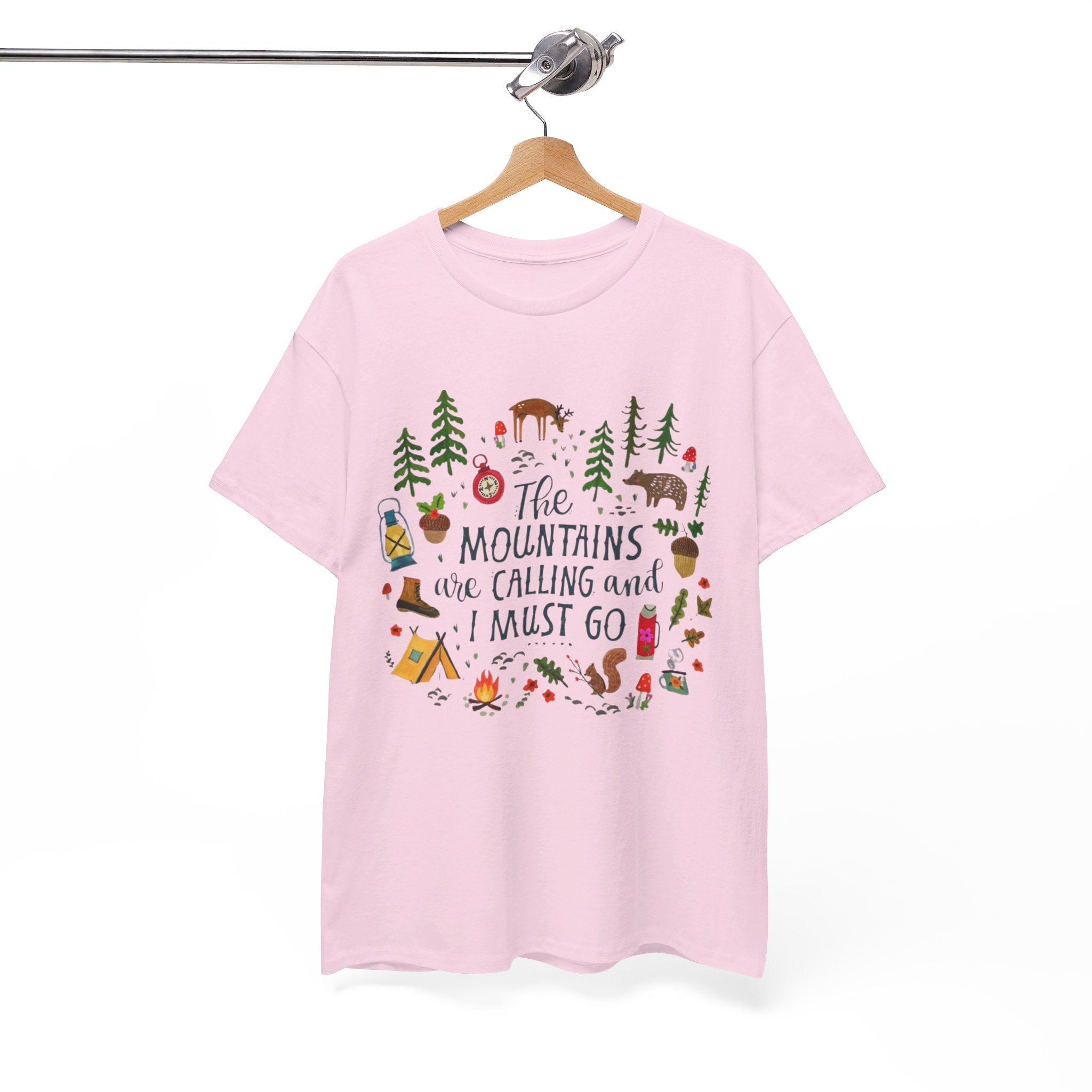 Camping T-Shirt - Outdoor Adventure Unisex Tee The Mountains are Calling and I must Go - T-Shirt