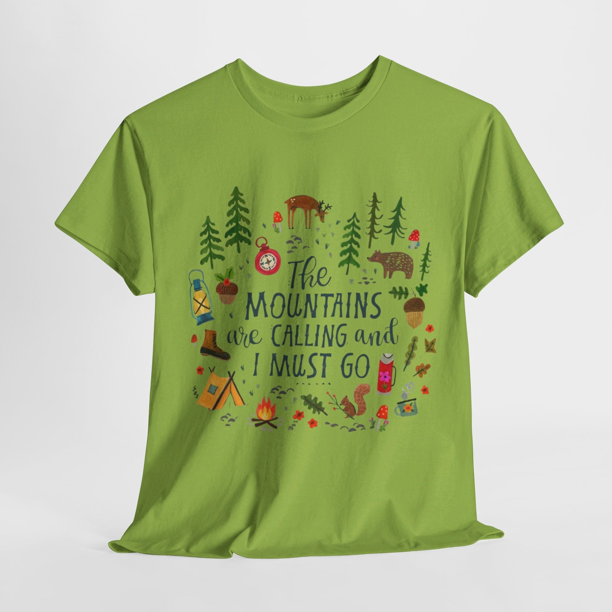 Camping T-Shirt - Outdoor Adventure Unisex Tee The Mountains are Calling and I must Go - T-Shirt