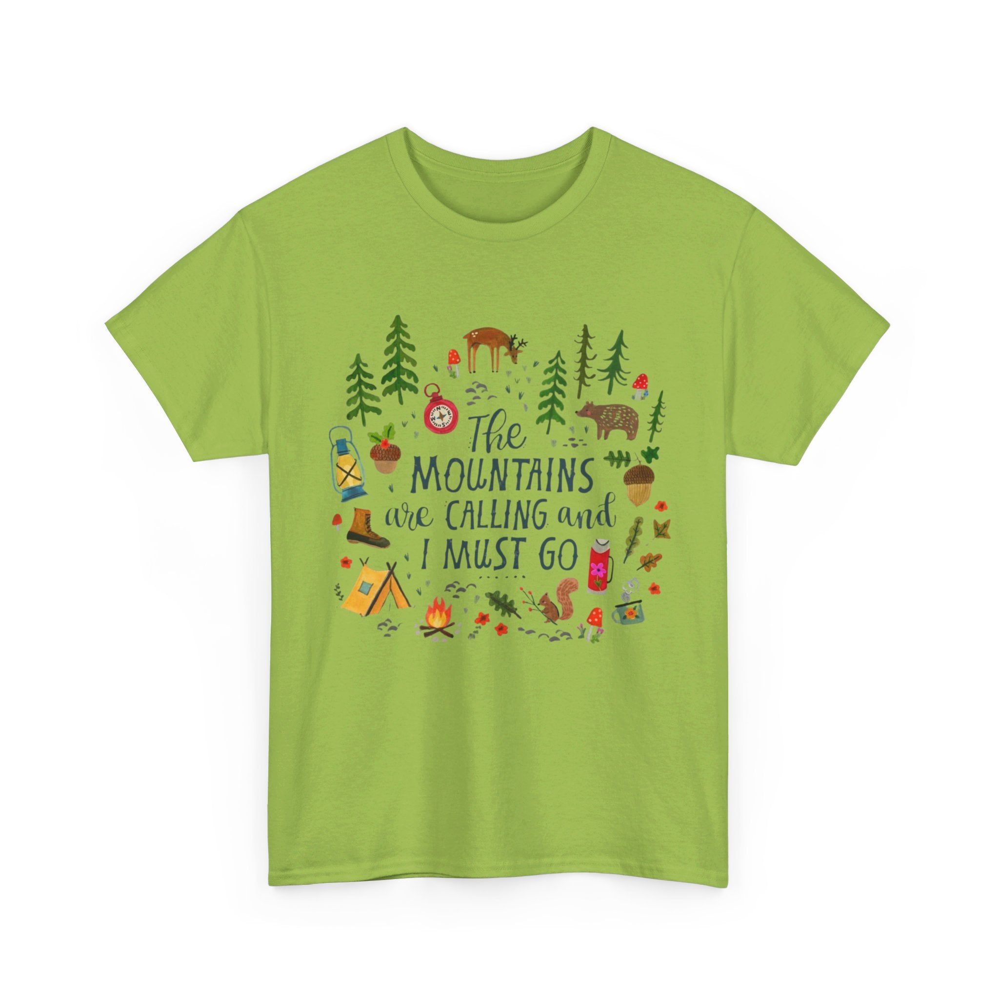 Camping T-Shirt - Outdoor Adventure Unisex Tee The Mountains are Calling and I must Go - T-Shirt