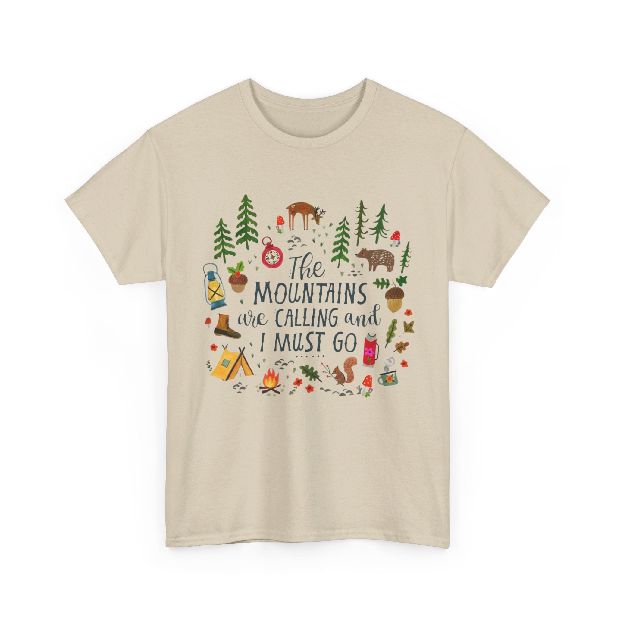 Camping T-Shirt - Outdoor Adventure Unisex Tee The Mountains are Calling and I must Go - T-Shirt