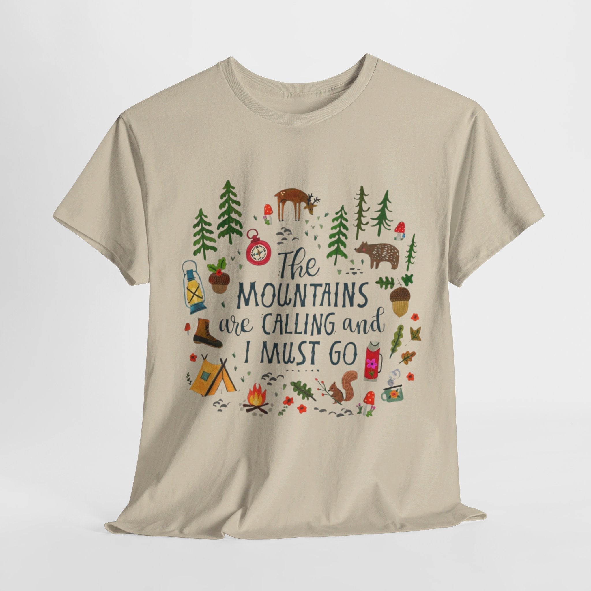 Camping T-Shirt - Outdoor Adventure Unisex Tee The Mountains are Calling and I must Go - T-Shirt