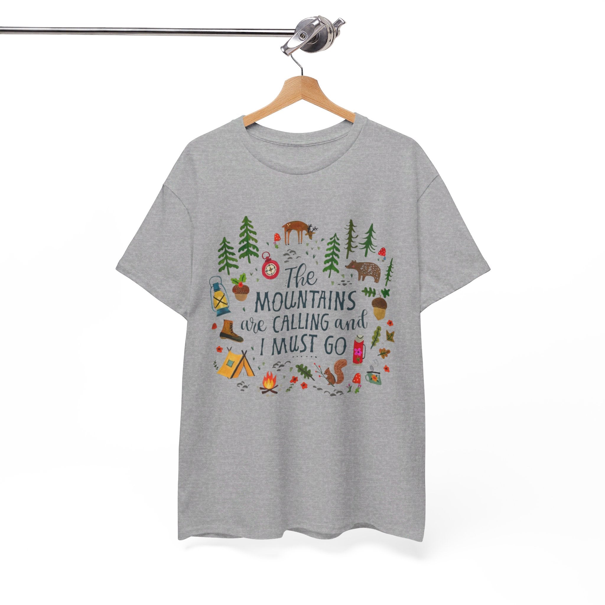 Camping T-Shirt - Outdoor Adventure Unisex Tee The Mountains are Calling and I must Go - T-Shirt