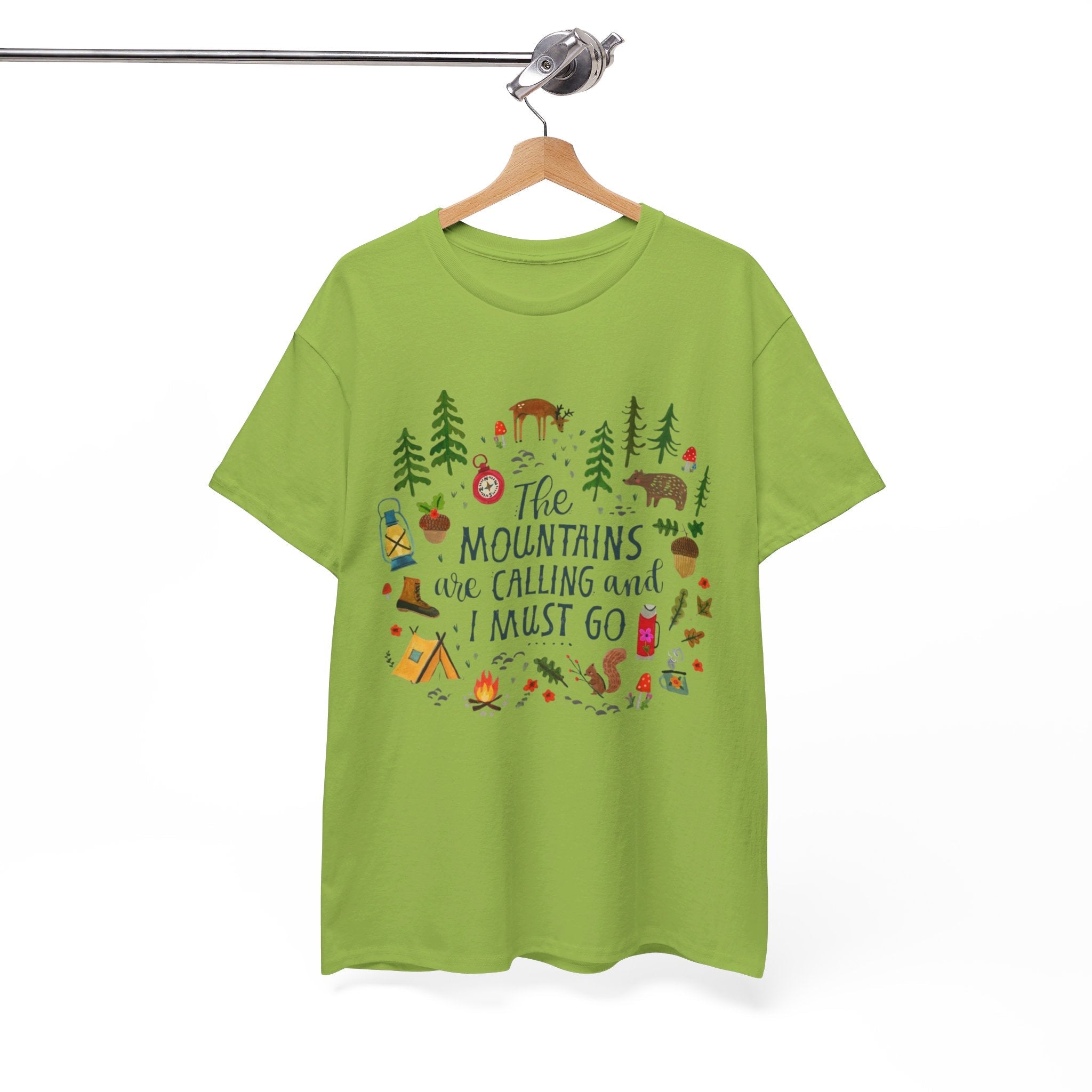 Camping T-Shirt - Outdoor Adventure Unisex Tee The Mountains are Calling and I must Go - T-Shirt