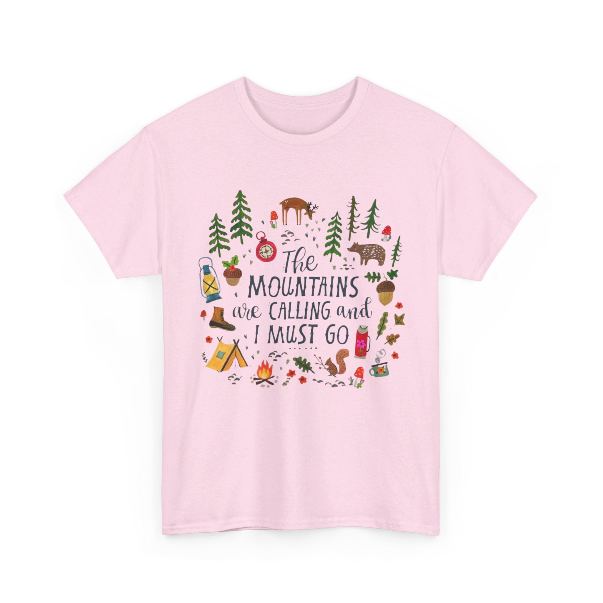 Camping T-Shirt - Outdoor Adventure Unisex Tee The Mountains are Calling and I must Go - T-Shirt