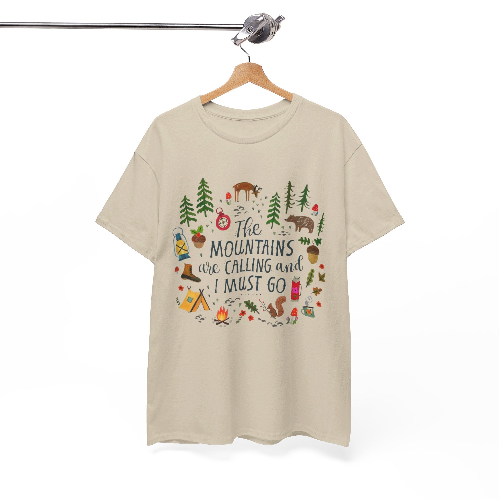 Camping T-Shirt - Outdoor Adventure Unisex Tee The Mountains are Calling and I must Go - T-Shirt