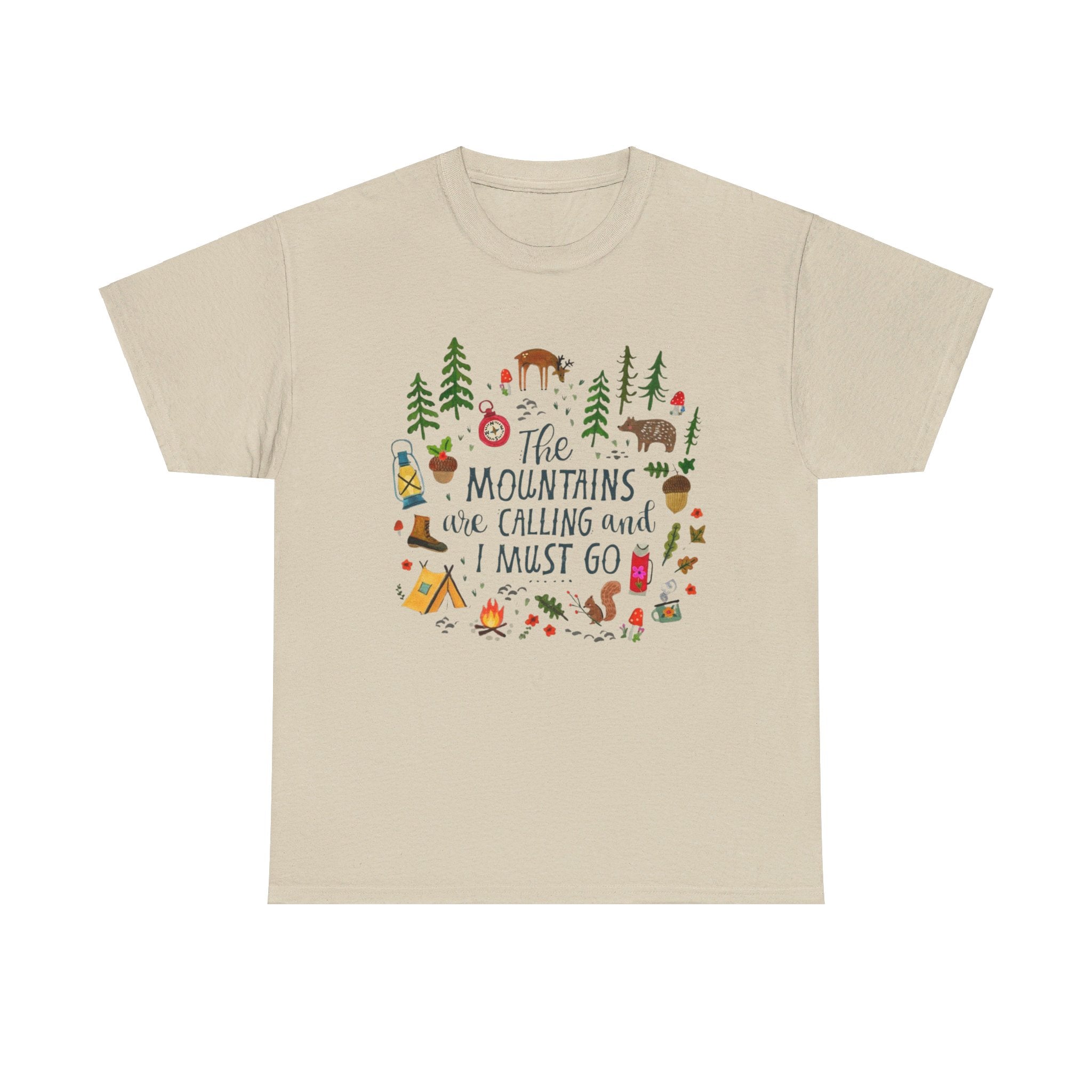 Camping T-Shirt - Outdoor Adventure Unisex Tee The Mountains are Calling and I must Go - T-Shirt