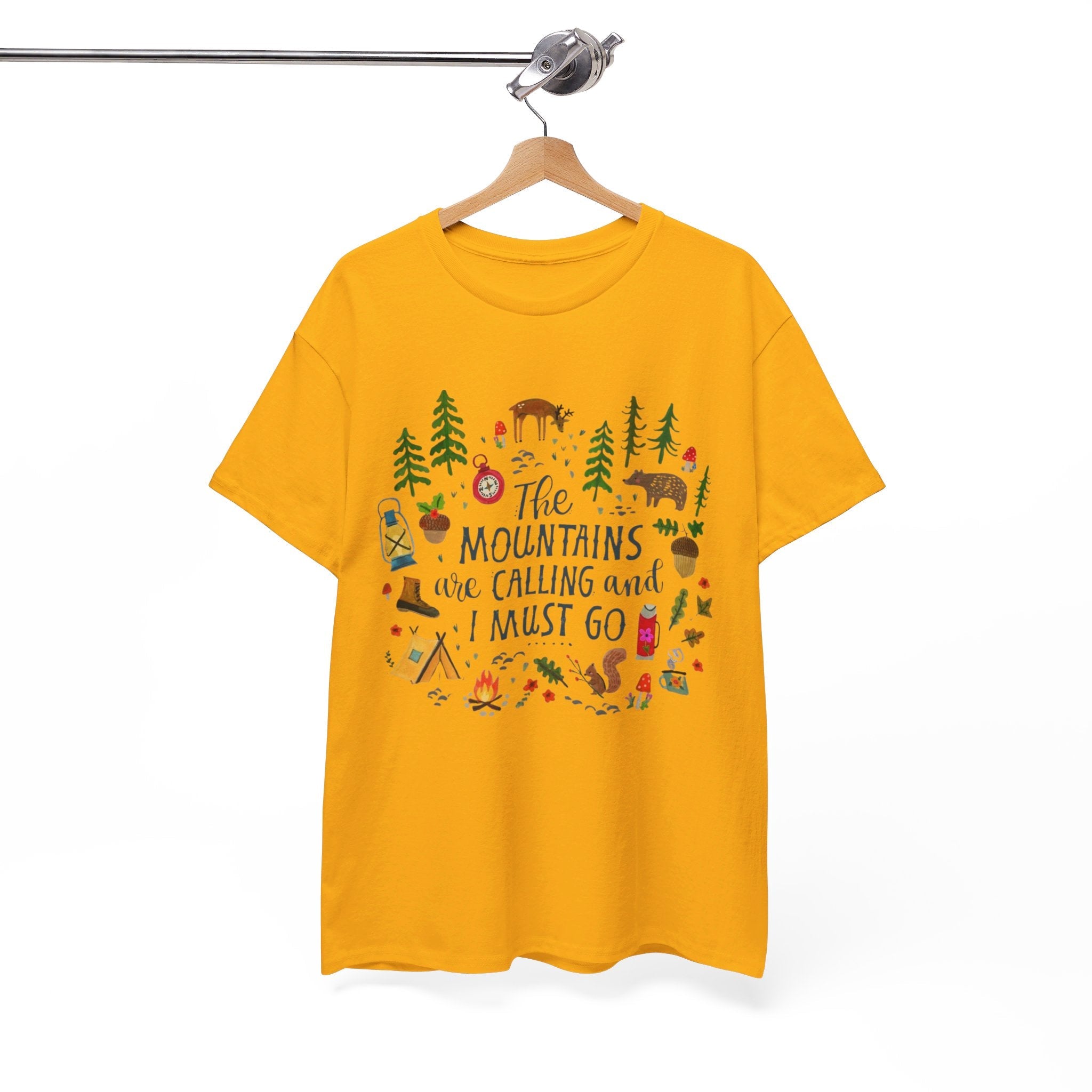 Camping T-Shirt - Outdoor Adventure Unisex Tee The Mountains are Calling and I must Go - T-Shirt