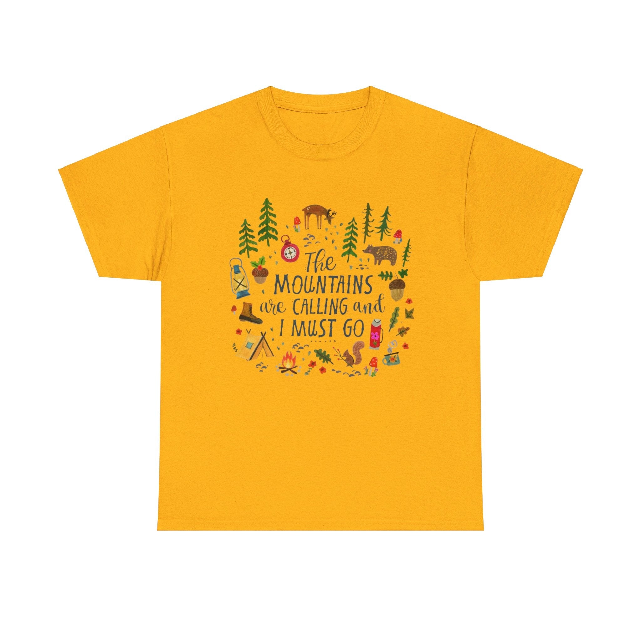 Camping T-Shirt - Outdoor Adventure Unisex Tee The Mountains are Calling and I must Go - T-Shirt