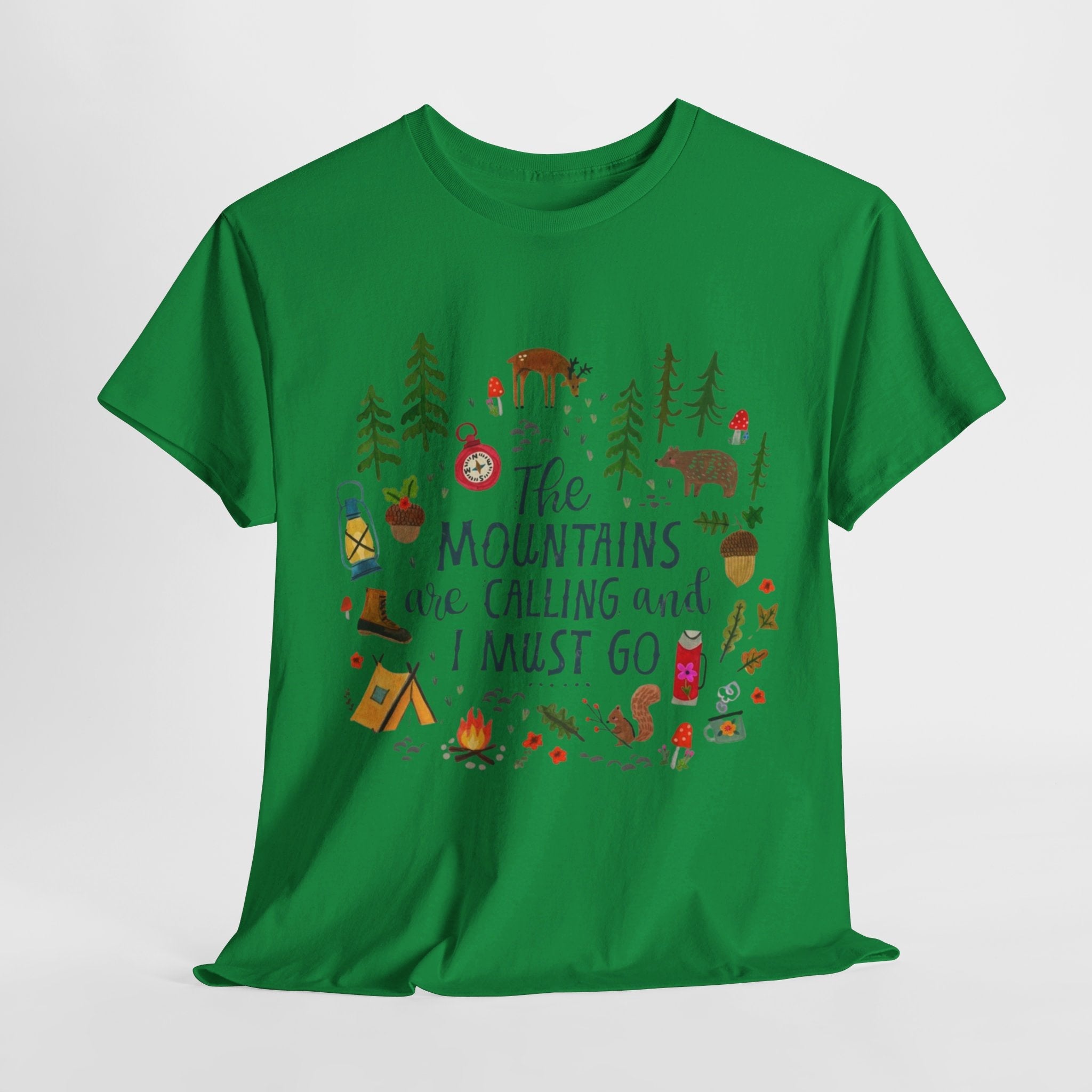 Camping T-Shirt - Outdoor Adventure Unisex Tee The Mountains are Calling and I must Go - T-Shirt