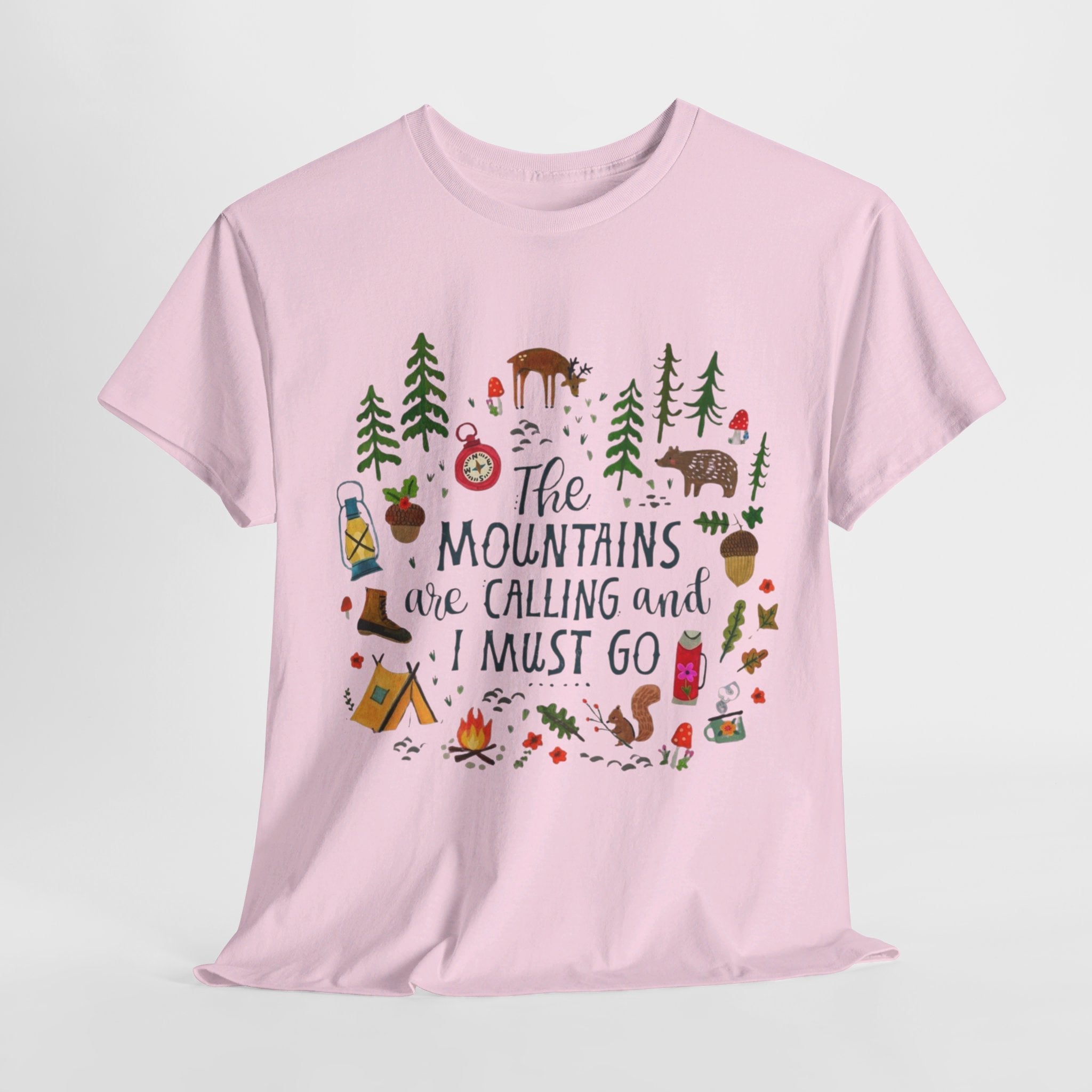 Camping T-Shirt - Outdoor Adventure Unisex Tee The Mountains are Calling and I must Go - T-Shirt