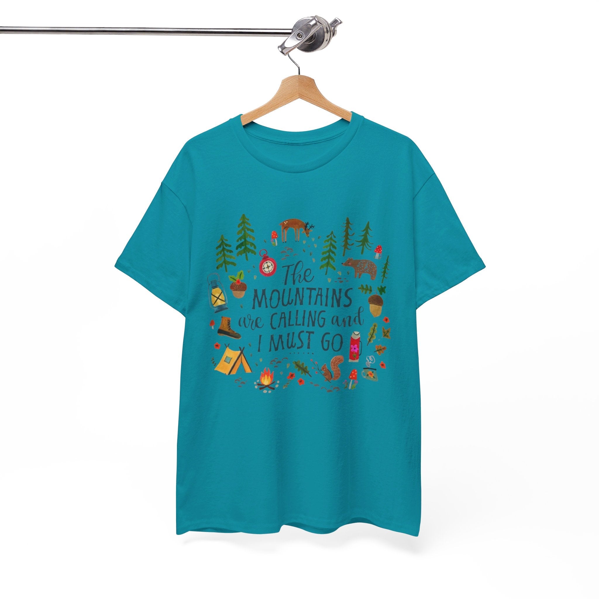 Camping T-Shirt - Outdoor Adventure Unisex Tee The Mountains are Calling and I must Go - T-Shirt