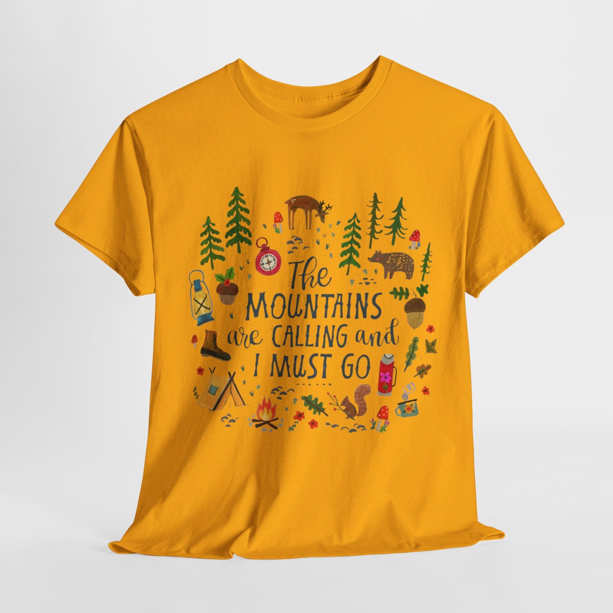 Camping T-Shirt - Outdoor Adventure Unisex Tee The Mountains are Calling and I must Go - T-Shirt